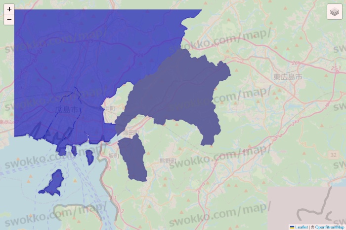 広島県のRocket Now（ロケットナウ）のエリア地図