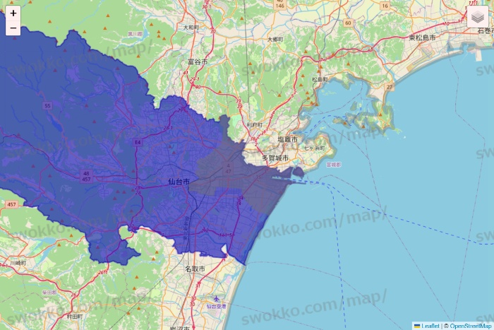 宮城県のRocket Now（ロケットナウ）のエリア地図