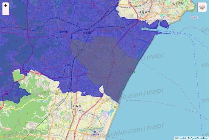 宮城県のRocket Now（ロケットナウ）のエリア地図