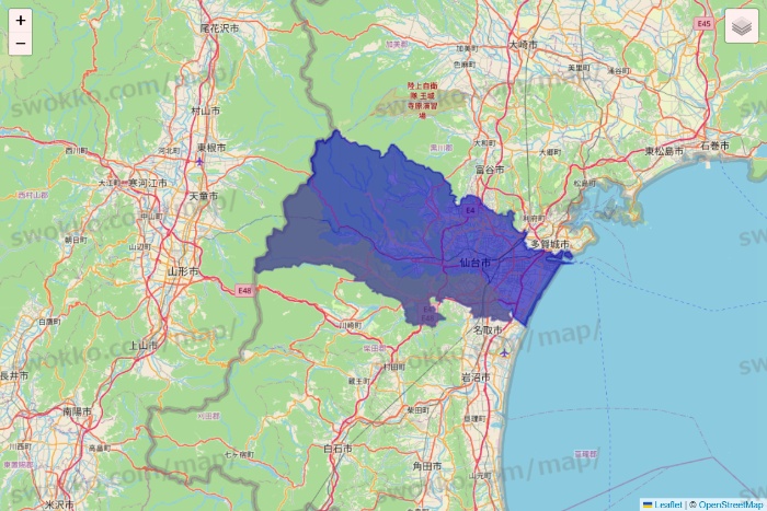 宮城県のRocket Now（ロケットナウ）のエリア地図