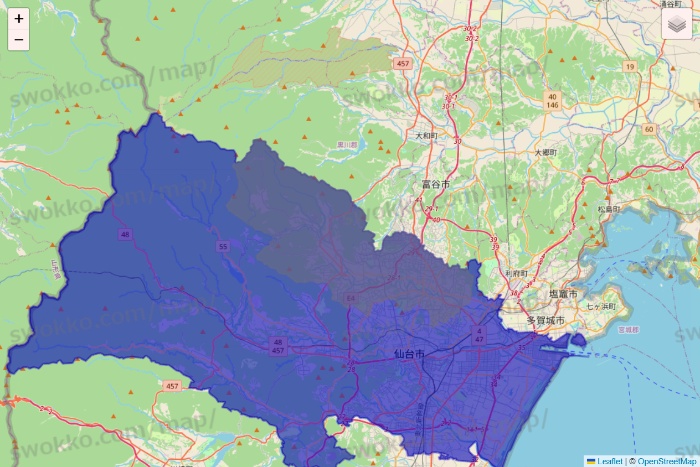 宮城県のRocket Now（ロケットナウ）のエリア地図