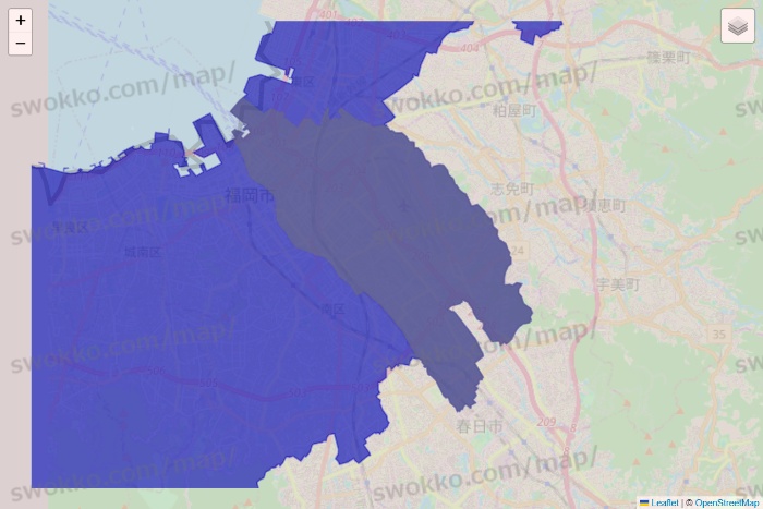 福岡県のRocket Now（ロケットナウ）のエリア地図
