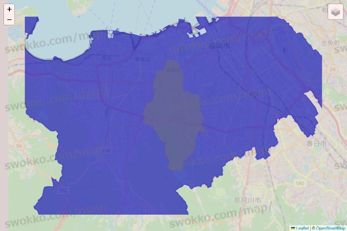 福岡県のRocket Now（ロケットナウ）のエリア地図
