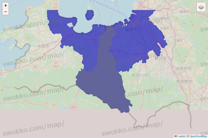 福岡県のRocket Now（ロケットナウ）のエリア地図