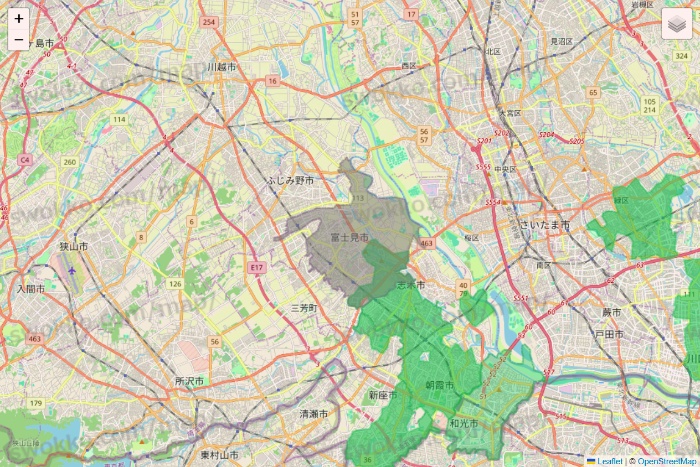 埼玉県のサミットネットスーパーのエリア地図