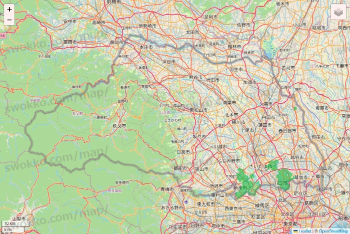 埼玉県のサミットネットスーパーのエリア地図