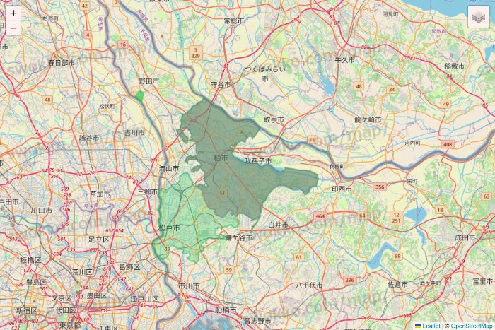 千葉県のサミットネットスーパーのエリア地図