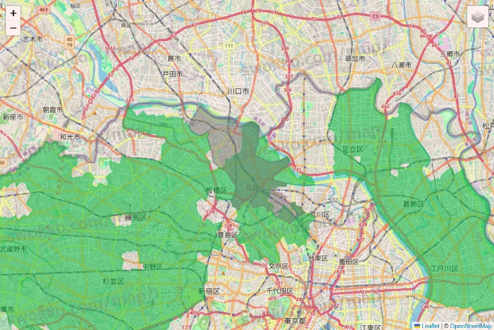 東京都のサミットネットスーパーのエリア地図