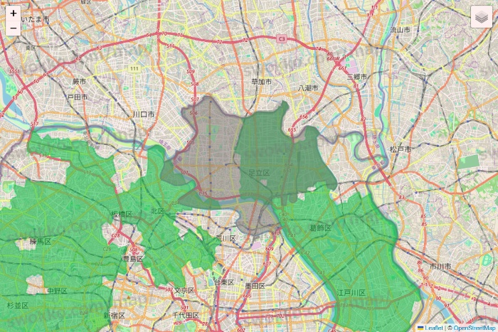 東京都のサミットネットスーパーのエリア地図