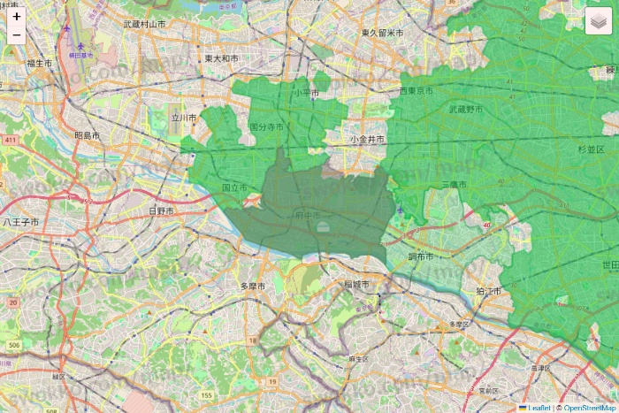 東京都のサミットネットスーパーのエリア地図