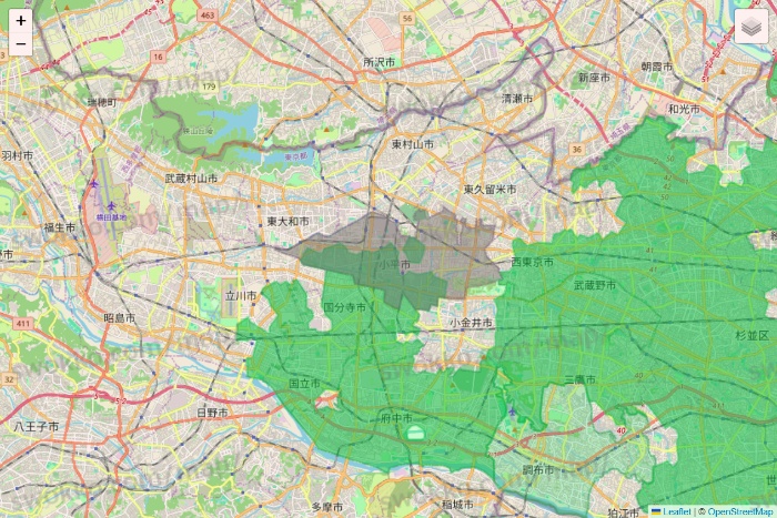 東京都のサミットネットスーパーのエリア地図