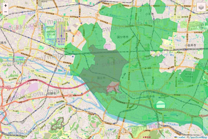 東京都のサミットネットスーパーのエリア地図
