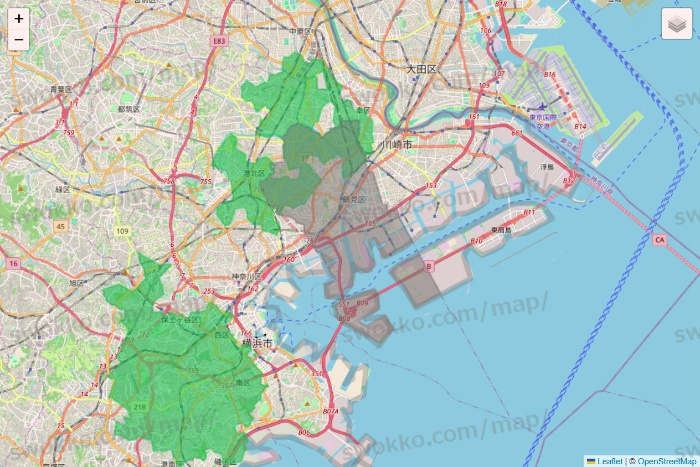 神奈川県のサミットネットスーパーのエリア地図