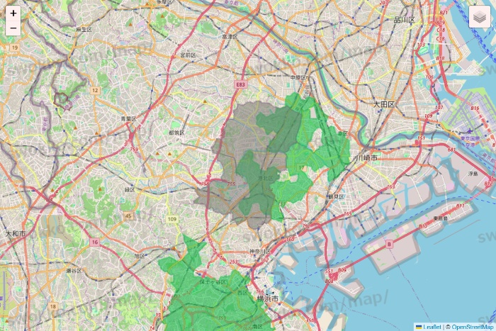 神奈川県のサミットネットスーパーのエリア地図