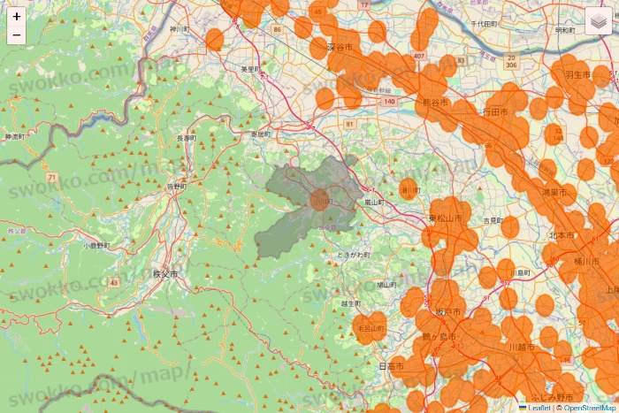 埼玉県の7NOW（セブンナウ）のエリア地図