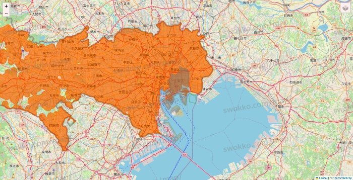 東京都の7NOW（セブンナウ）のエリア地図