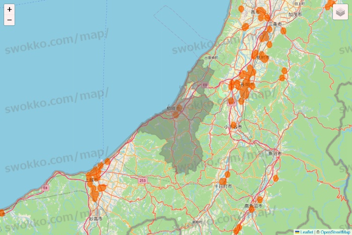 新潟県の7NOW（セブンナウ）のエリア地図