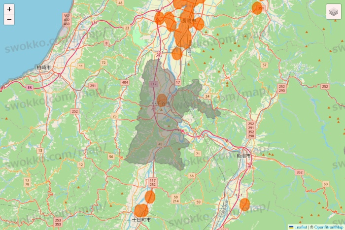 新潟県の7NOW（セブンナウ）のエリア地図