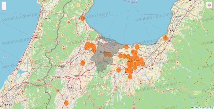 富山県の7NOW（セブンナウ）のエリア地図