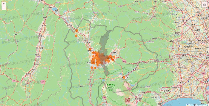 山梨県の7NOW（セブンナウ）のエリア地図