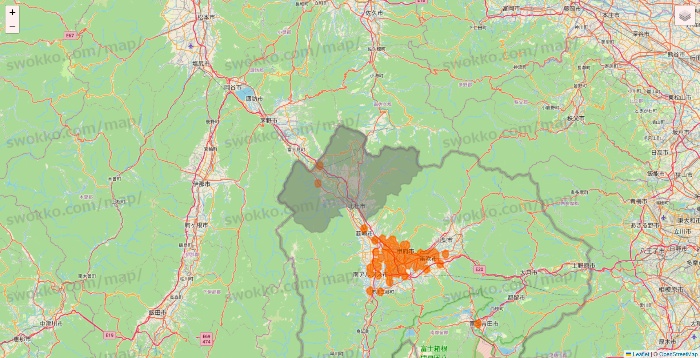 山梨県の7NOW（セブンナウ）のエリア地図