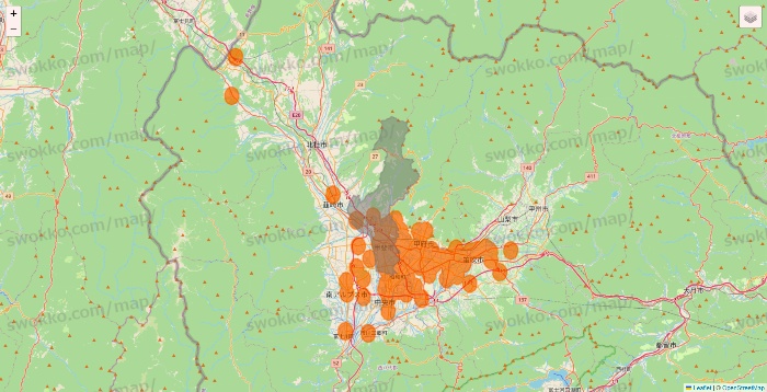 山梨県の7NOW（セブンナウ）のエリア地図