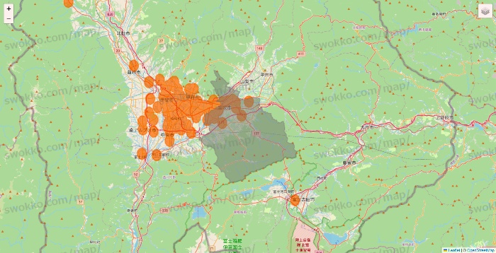 山梨県の7NOW（セブンナウ）のエリア地図