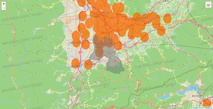 山梨県の7NOW（セブンナウ）のエリア地図