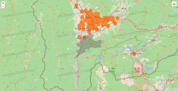 山梨県の7NOW（セブンナウ）のエリア地図