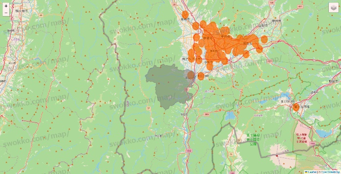 山梨県の7NOW（セブンナウ）のエリア地図
