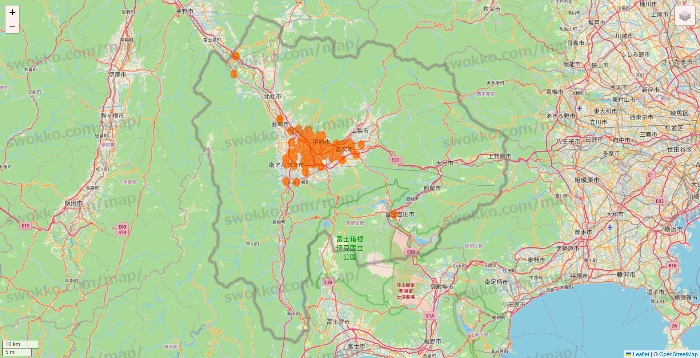 山梨県の7NOW（セブンナウ）のエリア地図
