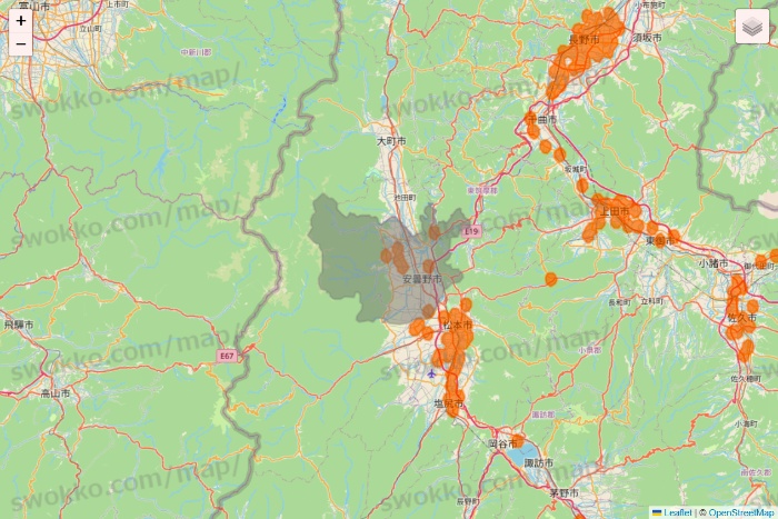 長野県の7NOW（セブンナウ）のエリア地図
