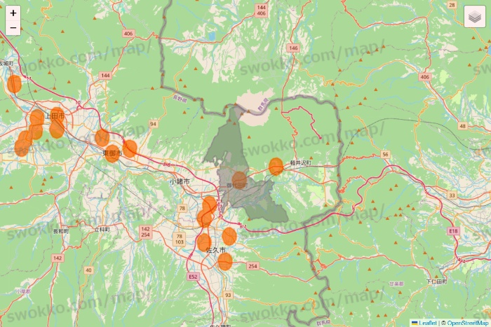 長野県の7NOW（セブンナウ）のエリア地図