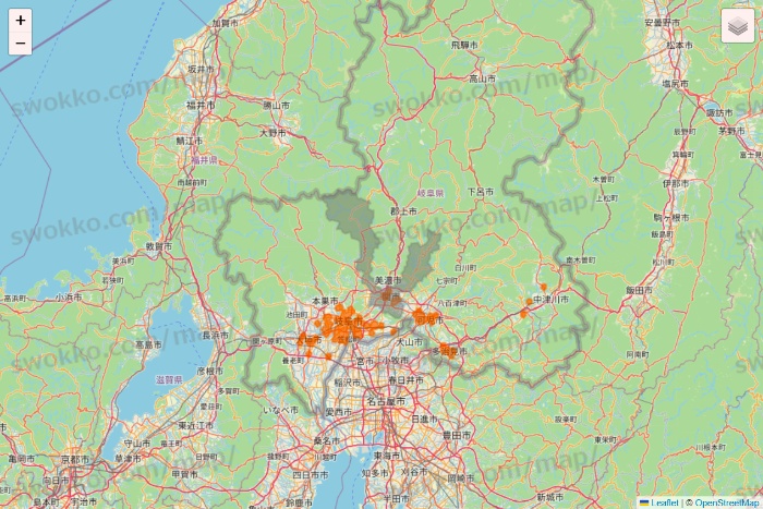 岐阜県の7NOW（セブンナウ）のエリア地図