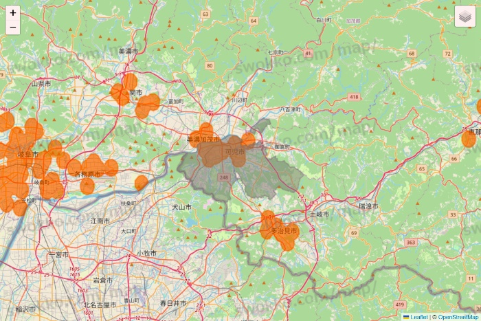 岐阜県の7NOW（セブンナウ）のエリア地図