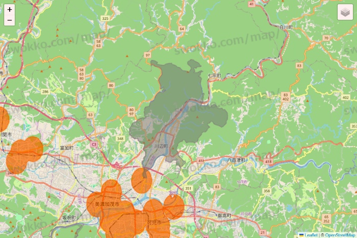 岐阜県の7NOW（セブンナウ）のエリア地図