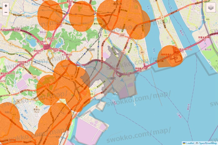 三重県の7NOW（セブンナウ）のエリア地図