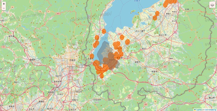 滋賀県の7NOW（セブンナウ）のエリア地図