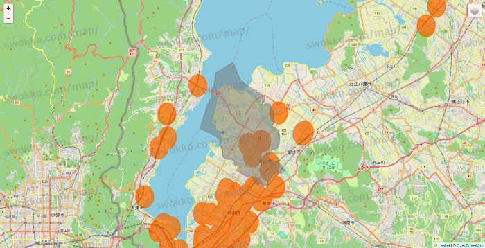 滋賀県の7NOW（セブンナウ）のエリア地図