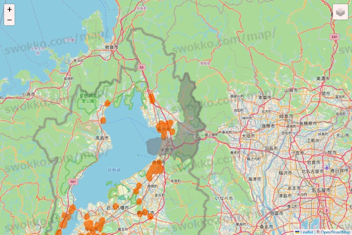 滋賀県の7NOW（セブンナウ）のエリア地図