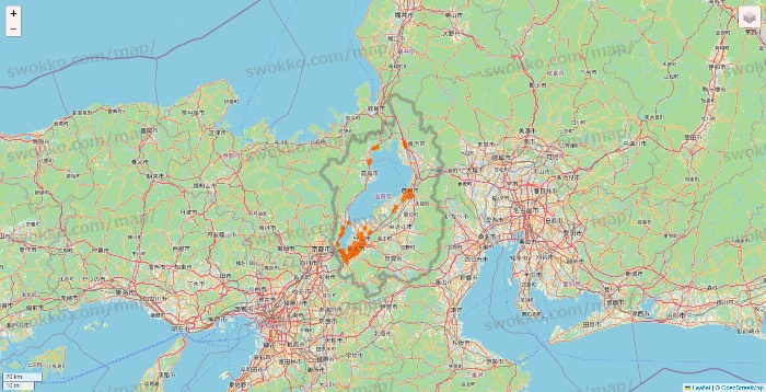 滋賀県の7NOW（セブンナウ）のエリア地図
