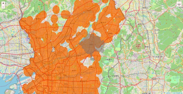 大阪府の7NOW（セブンナウ）のエリア地図