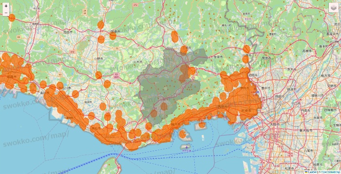 兵庫県の7NOW（セブンナウ）のエリア地図