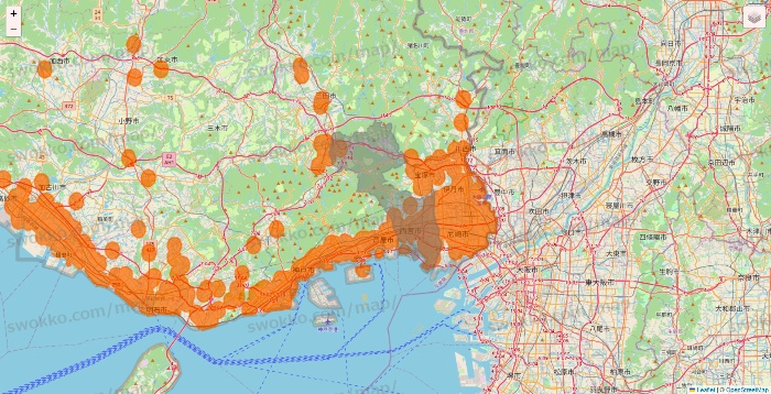 兵庫県の7NOW（セブンナウ）のエリア地図