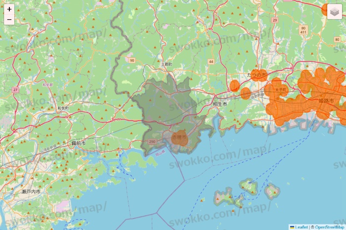 兵庫県の7NOW（セブンナウ）のエリア地図