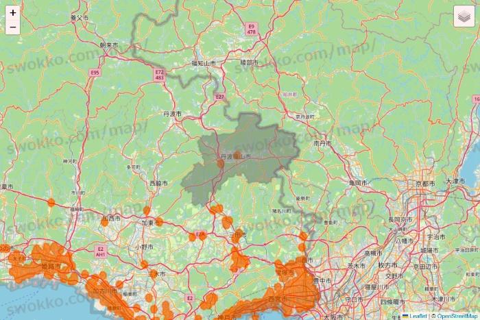 兵庫県の7NOW（セブンナウ）のエリア地図