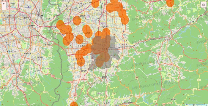 奈良県の7NOW（セブンナウ）のエリア地図