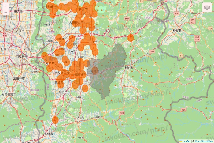 奈良県の7NOW（セブンナウ）のエリア地図