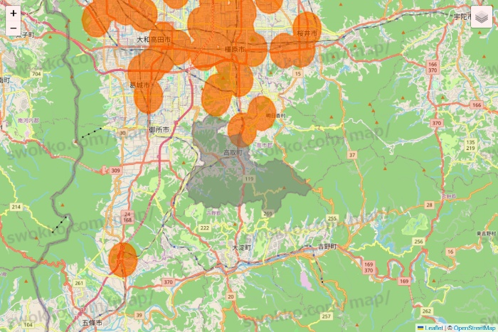 奈良県の7NOW（セブンナウ）のエリア地図