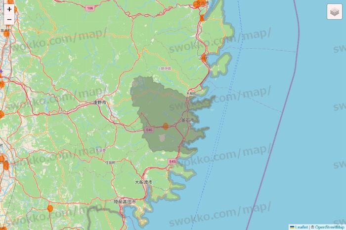 岩手県の7NOW（セブンナウ）のエリア地図
